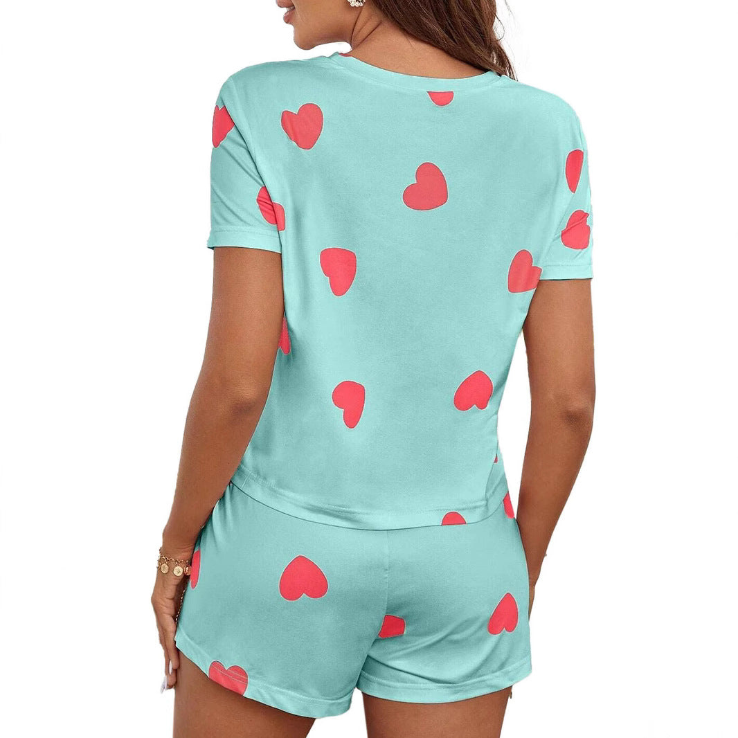 Women's Heart Print Lounge Set Stalluxe