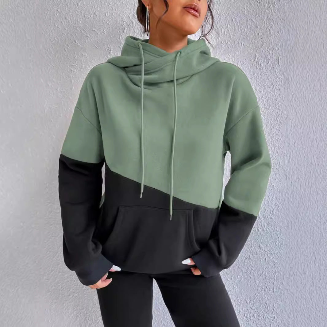 Damen gemütlicher Hoodie mit asymmetrischem Farbblockdesign Stalluxe
