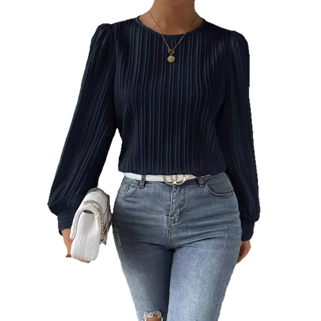 Damen Faltenbluse mit langen Ärmeln Stalluxe