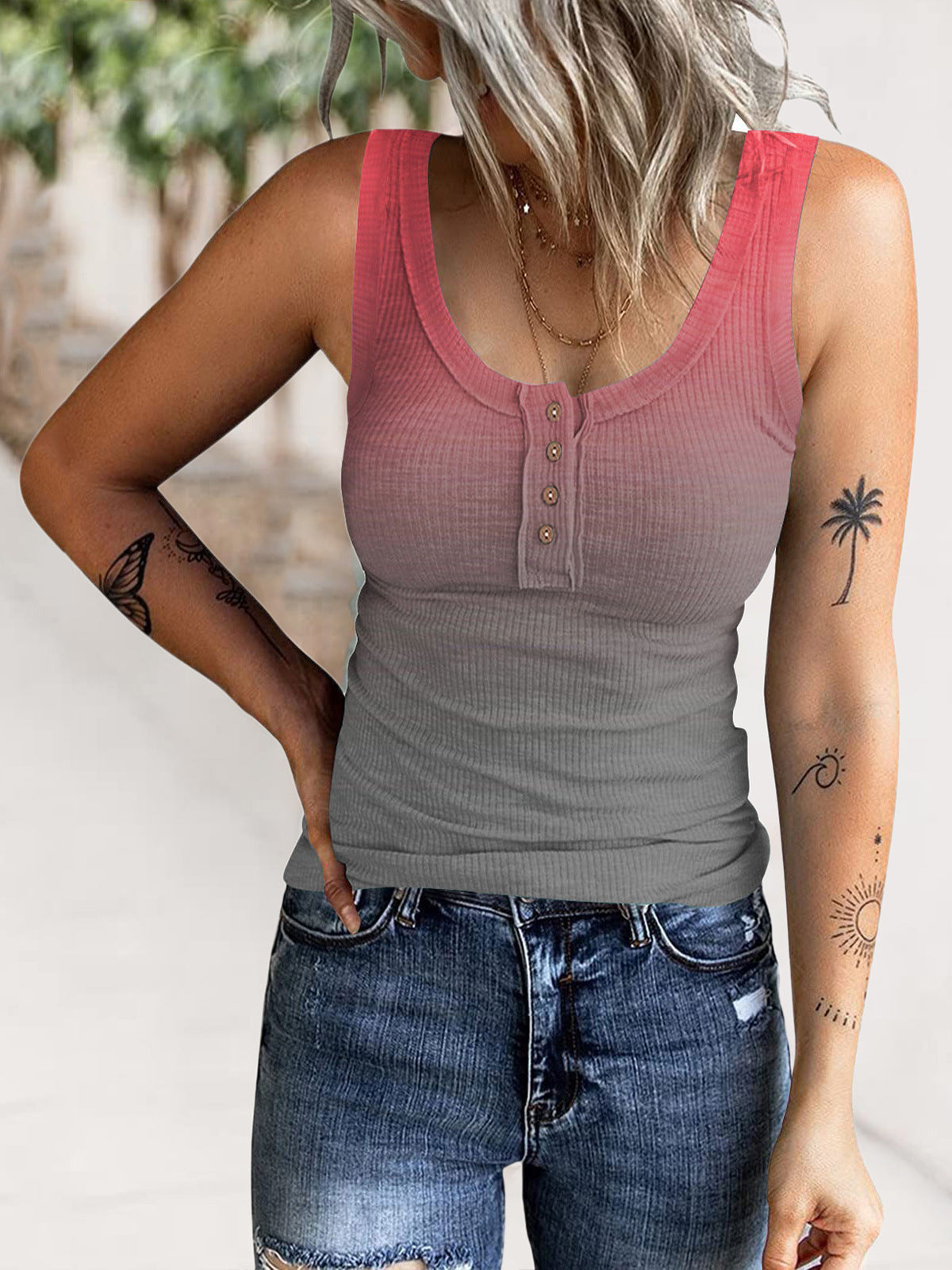 Damen Sportliches Tanktop mit modernem Knopfdetail Stalluxe