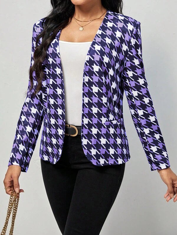 Damen modischer Blazer mit auffälligem Hahnentritt-Muster und elegantem Schnitt Stalluxe