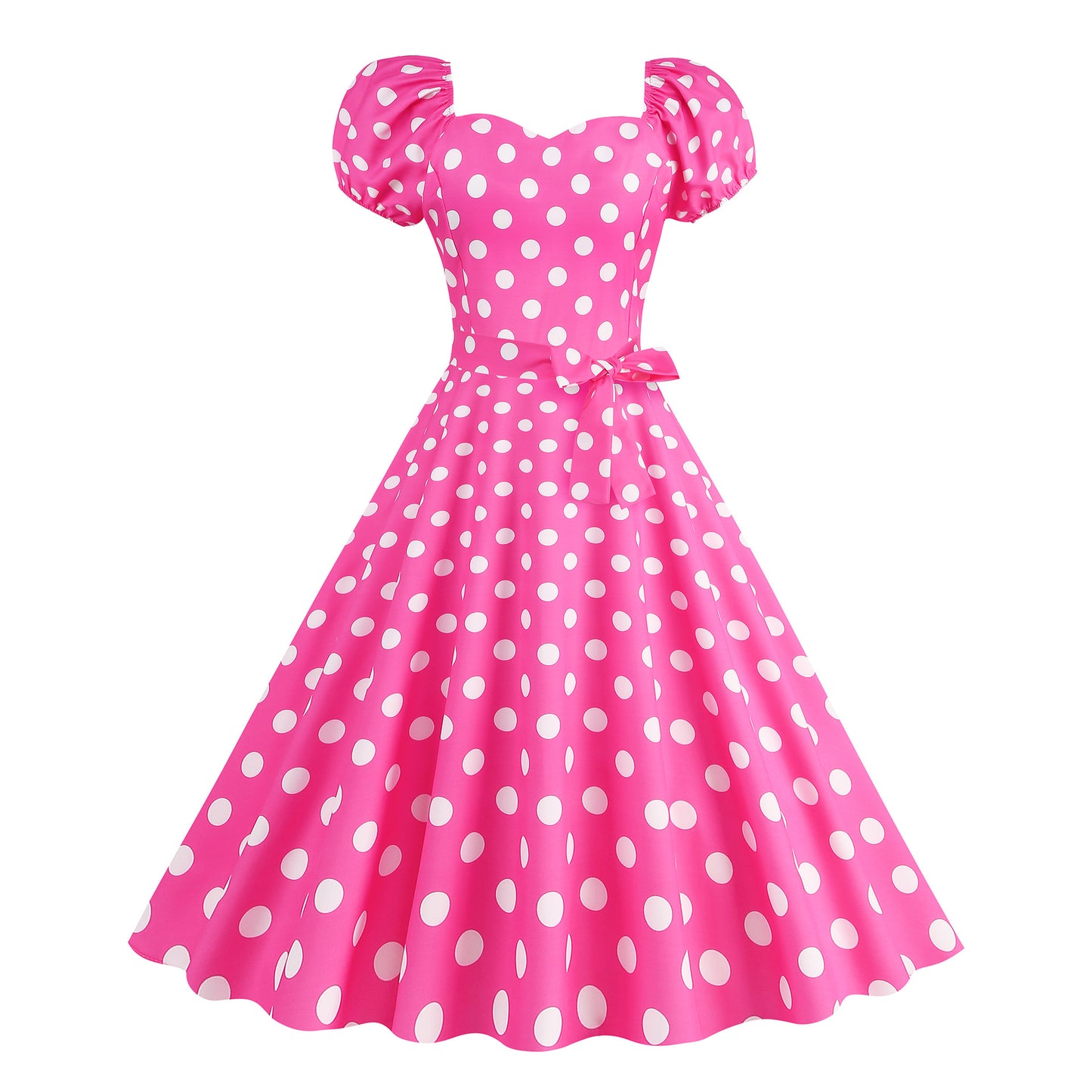 Damen Freizeitkleid mit Puffärmeln und verspieltem Polka-Dots Muster Stalluxe
