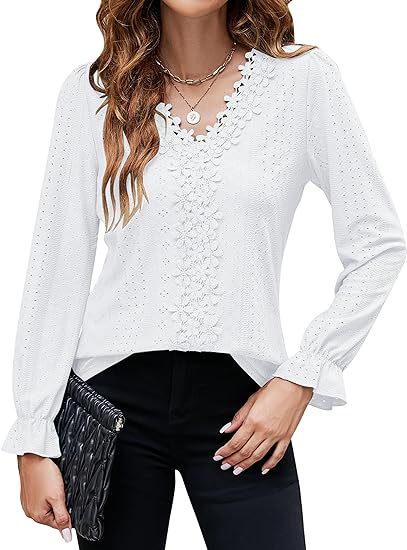 Damen elegante Bluse mit floralem Design und V-Ausschnitt Stalluxe