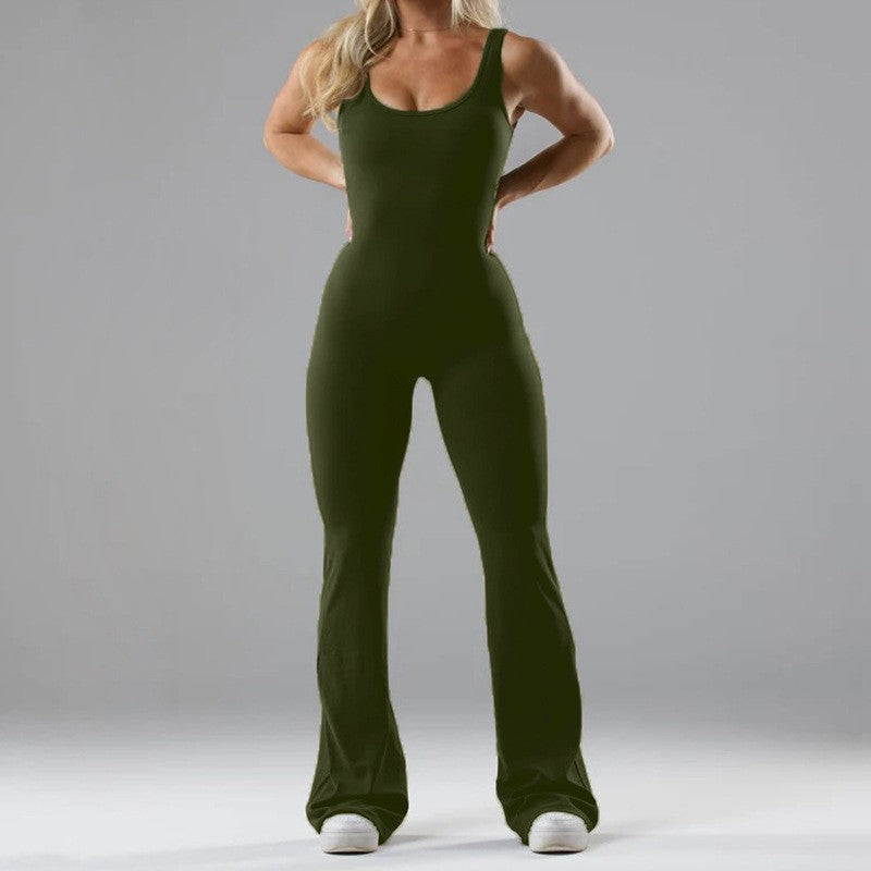 Damen Sportlicher Flared Jumpsuit mit weichem Material Stalluxe