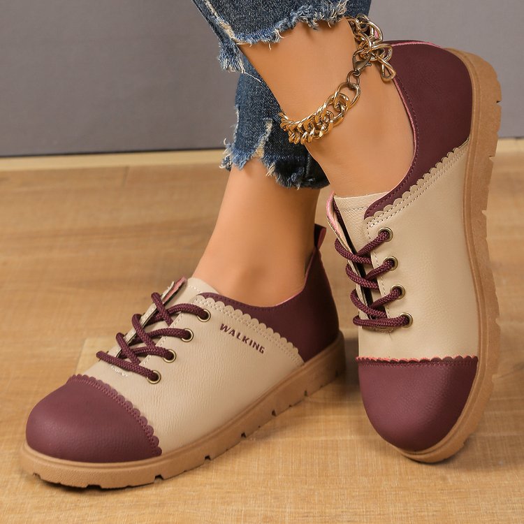 Damen modische Sneaker mit farblich abgesetzter Zehenkappe und eleganter Schnürung Stalluxe
