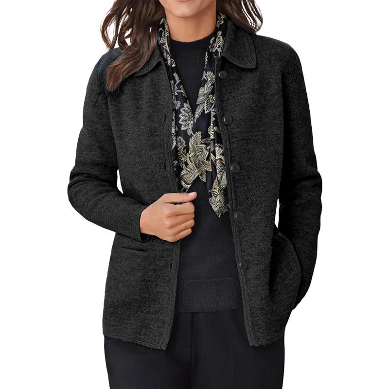 Damen elegante Manteljacke mit Knopfverschluss und praktischen Taschen Stalluxe