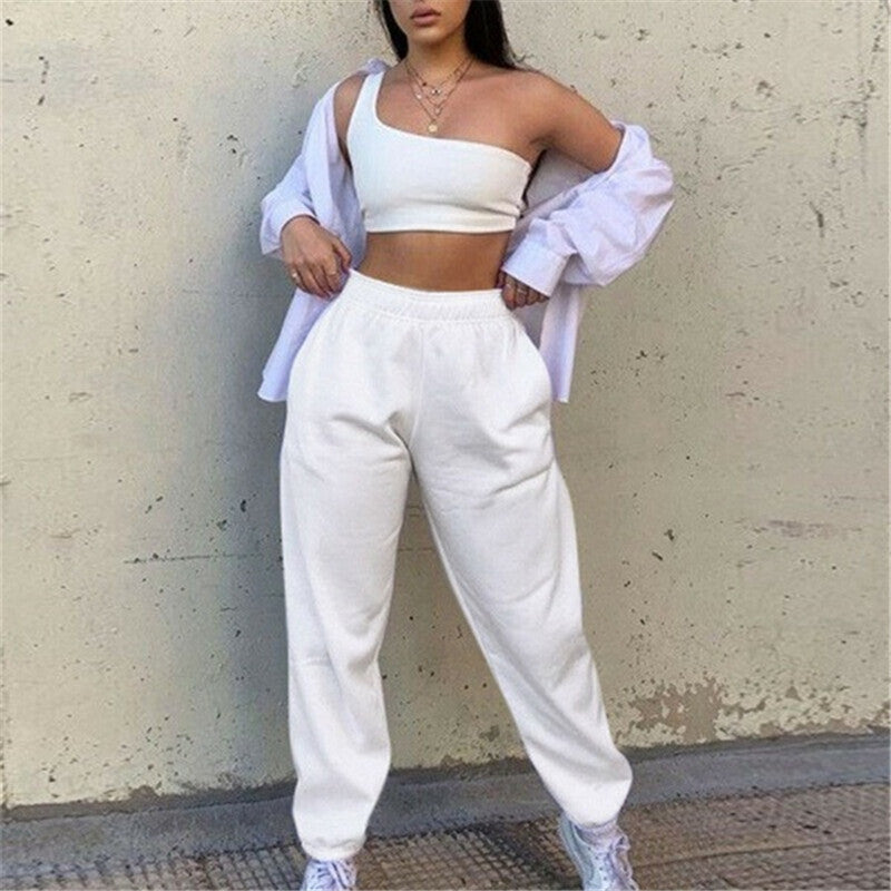 Damen Lässige Jogginghose mit elastischem Bund und seitlichen Taschen Stalluxe
