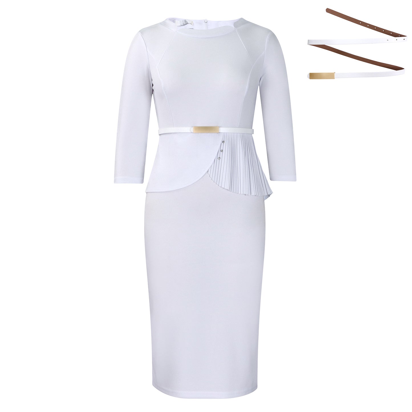 Damen Figurbetontes Kleid mit Raffungen und Gürtel Stalluxe