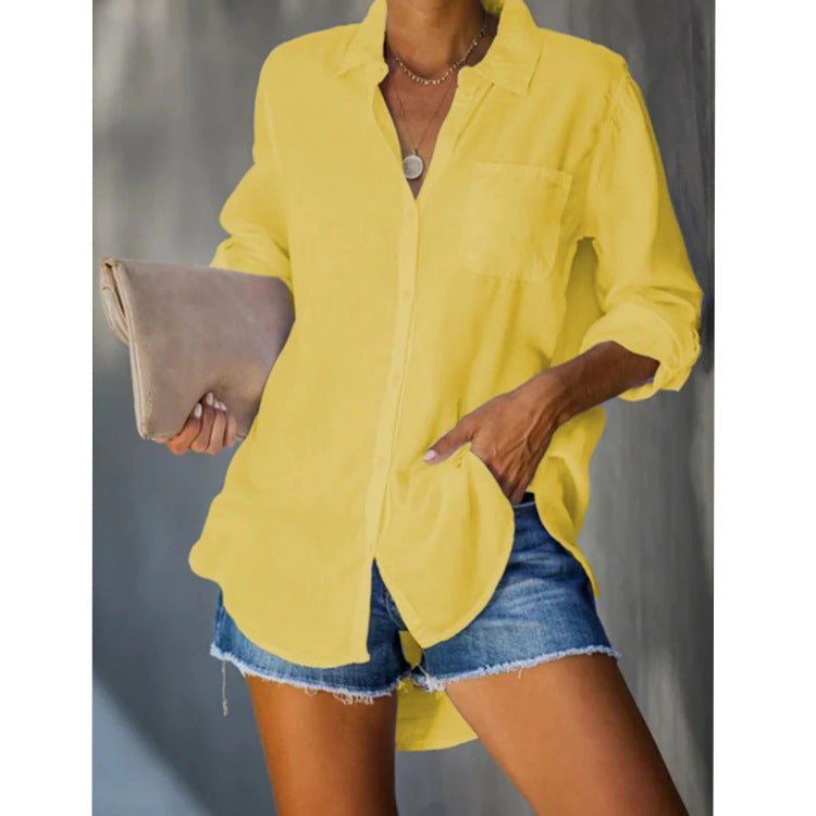 Damen lässige Bluse mit entspannter Passform und praktischer Brusttasche Stalluxe