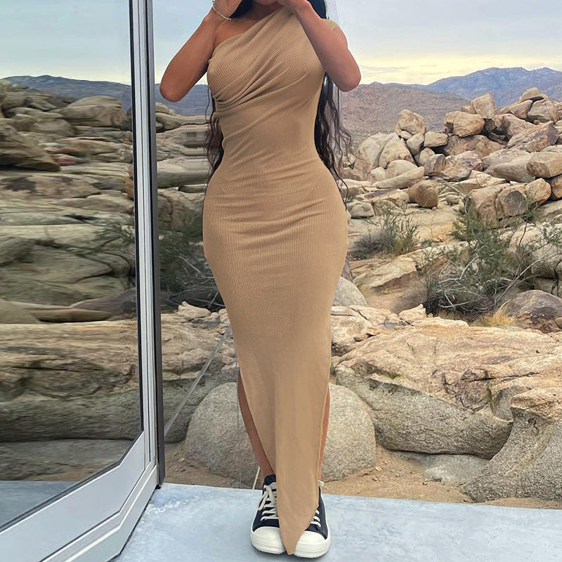 Women's Asymmetrical Slit Maxi Dress Stalluxe