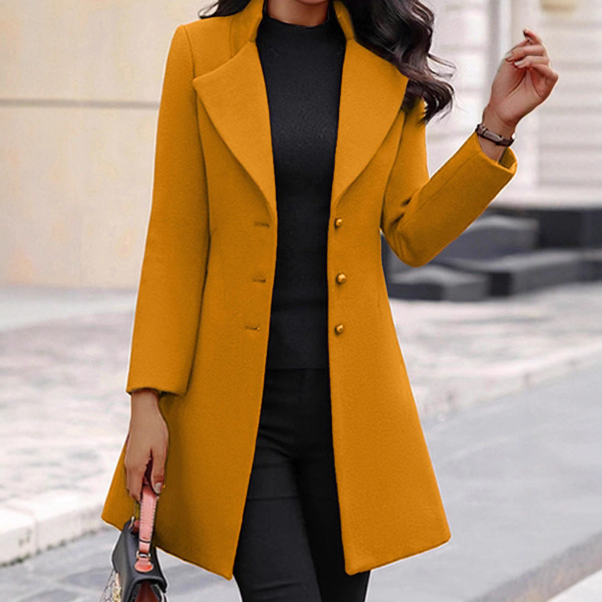 Damen eleganter Langblazer mit strukturiertem Revers Stalluxe