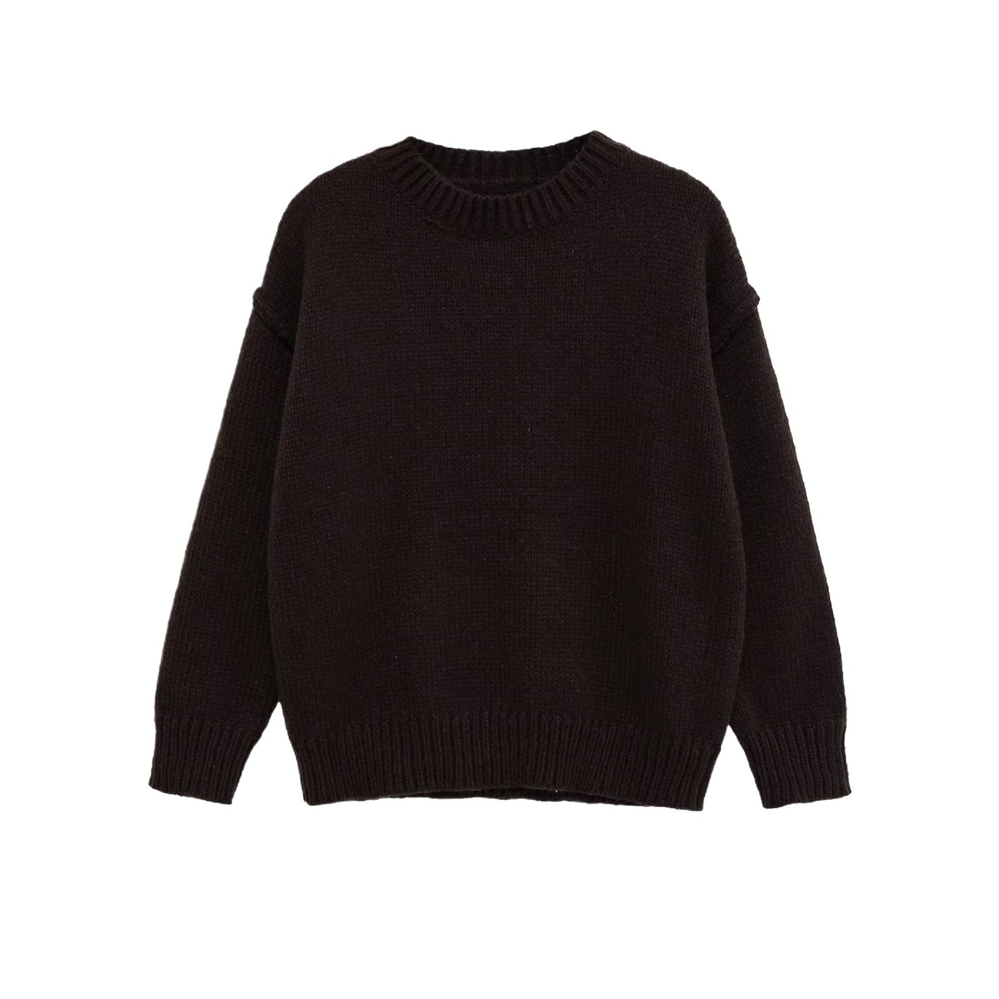 Damen lässiger Strickpullover mit Rundhalsausschnitt und überschnittenen Schultern Stalluxe