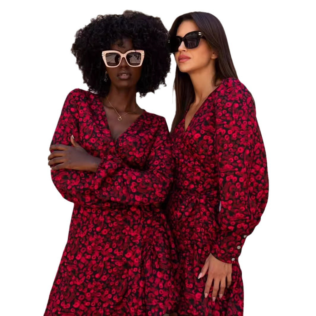 Damen Kurzarmkleid mit Raffungen und tierischem Muster Stalluxe