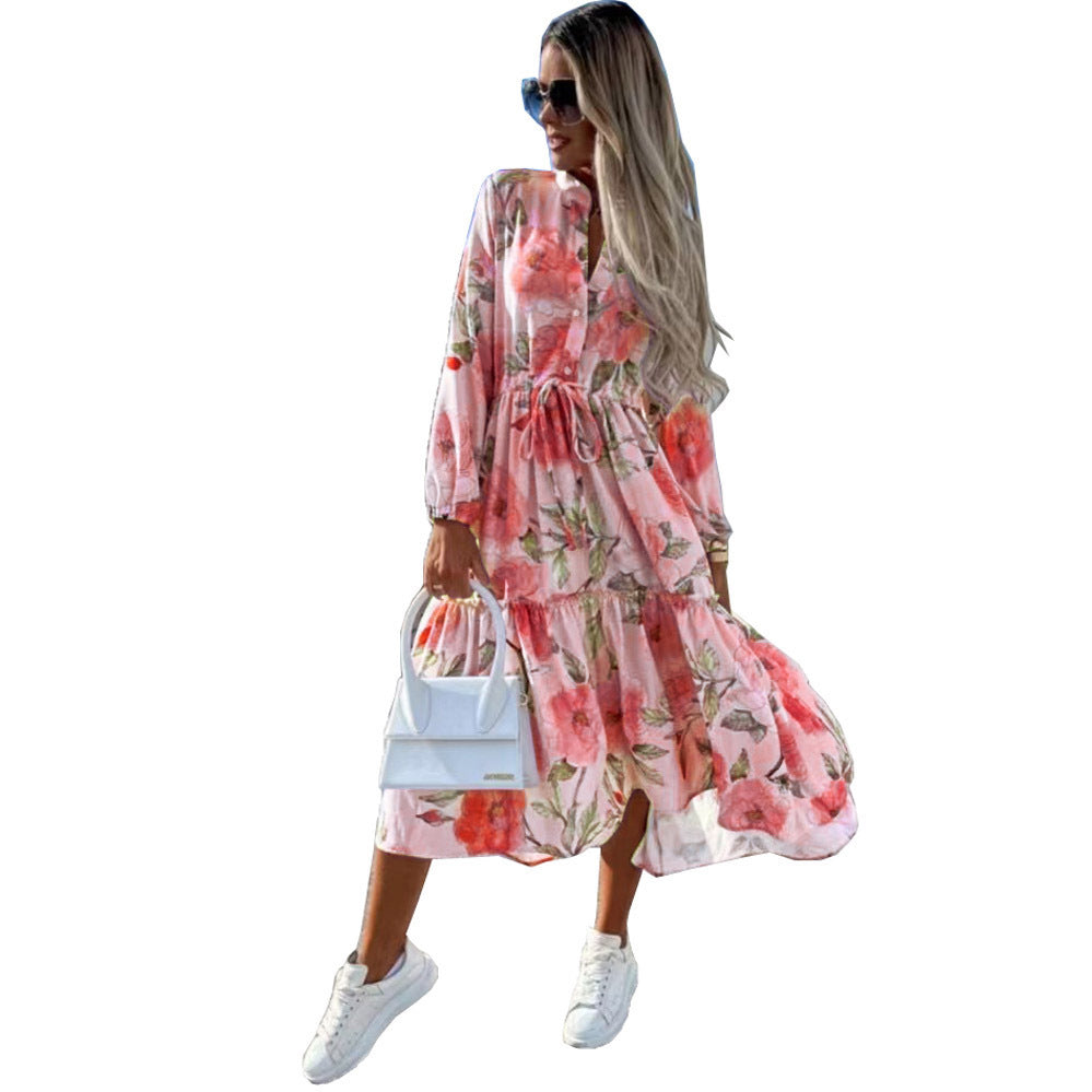 Damen Langarm-Hemdkleid mit lässiger Silhouette und Taillenzug Stalluxe