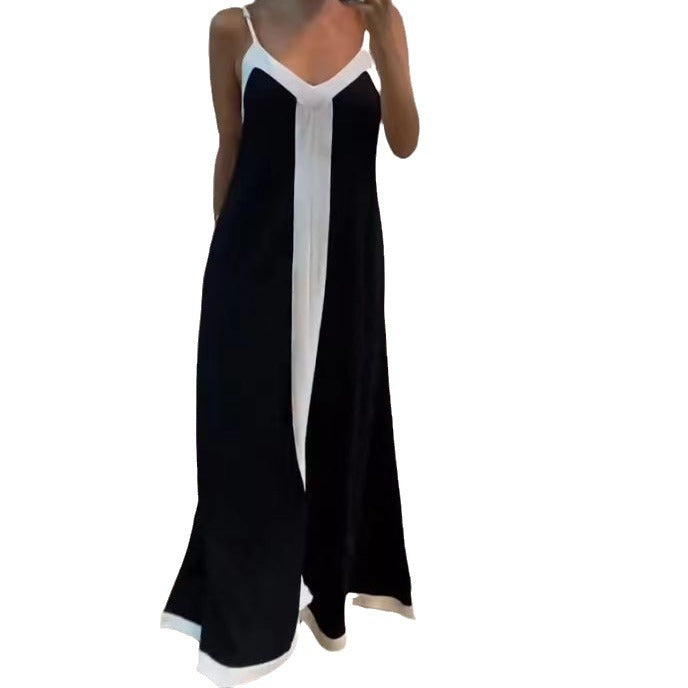Damen Elegantes Maxikleid mit tiefem V-Ausschnitt und seitlichem Schlitz Stalluxe