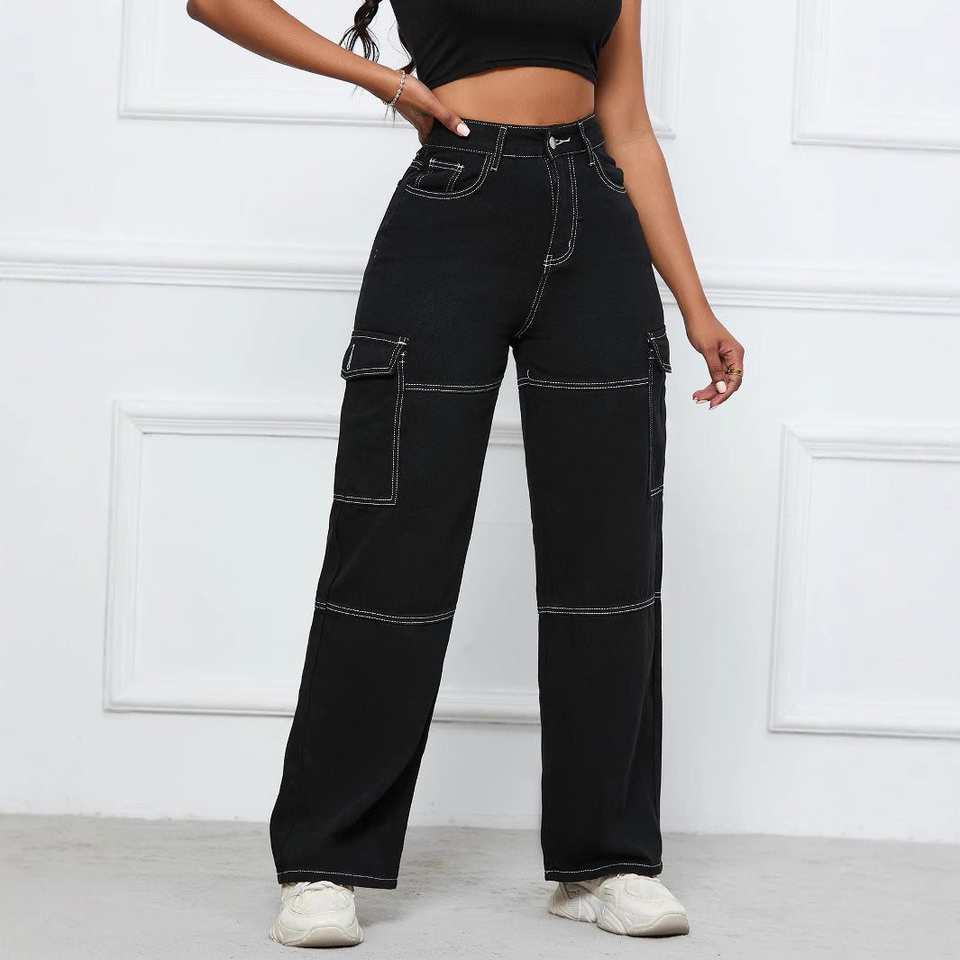 Damen Cargo-Jeans mit weitem Schnitt und praktischen Taschen Stalluxe