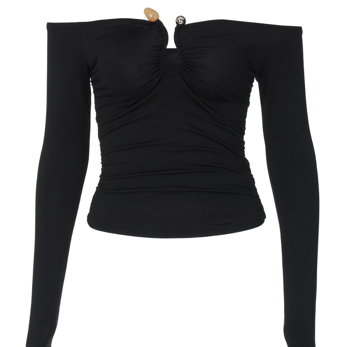 Damen Off-Shoulder Top mit Raffung und dekorativem Ausschnitt Stalluxe