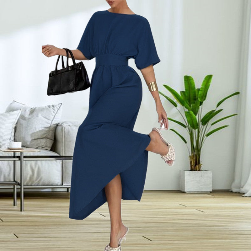 Damen Elegantessent Midi-Kleid mit tiefem Rückenausschnitt und Schleifenbändchen Stalluxe