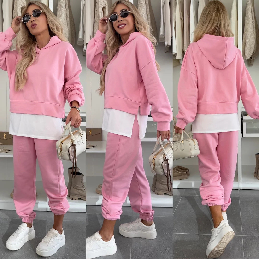 Damen lässiges cropped Hoodie und bequeme Jogginghose Set Stalluxe