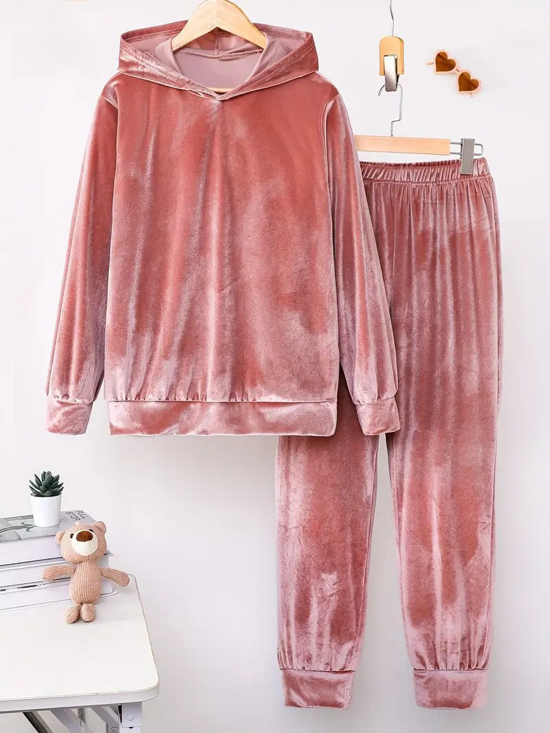 Damen Fleece-Loungewear Set mit Hoodie und elastischen Säumen Stalluxe