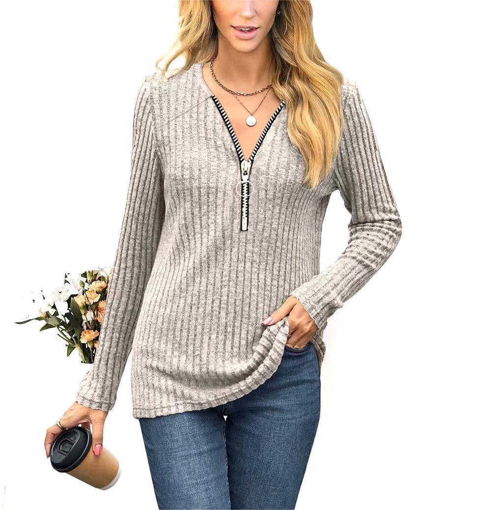 Damen Pullover mit hochwertigem Reißverschluss und feinem Rippdesign Stalluxe