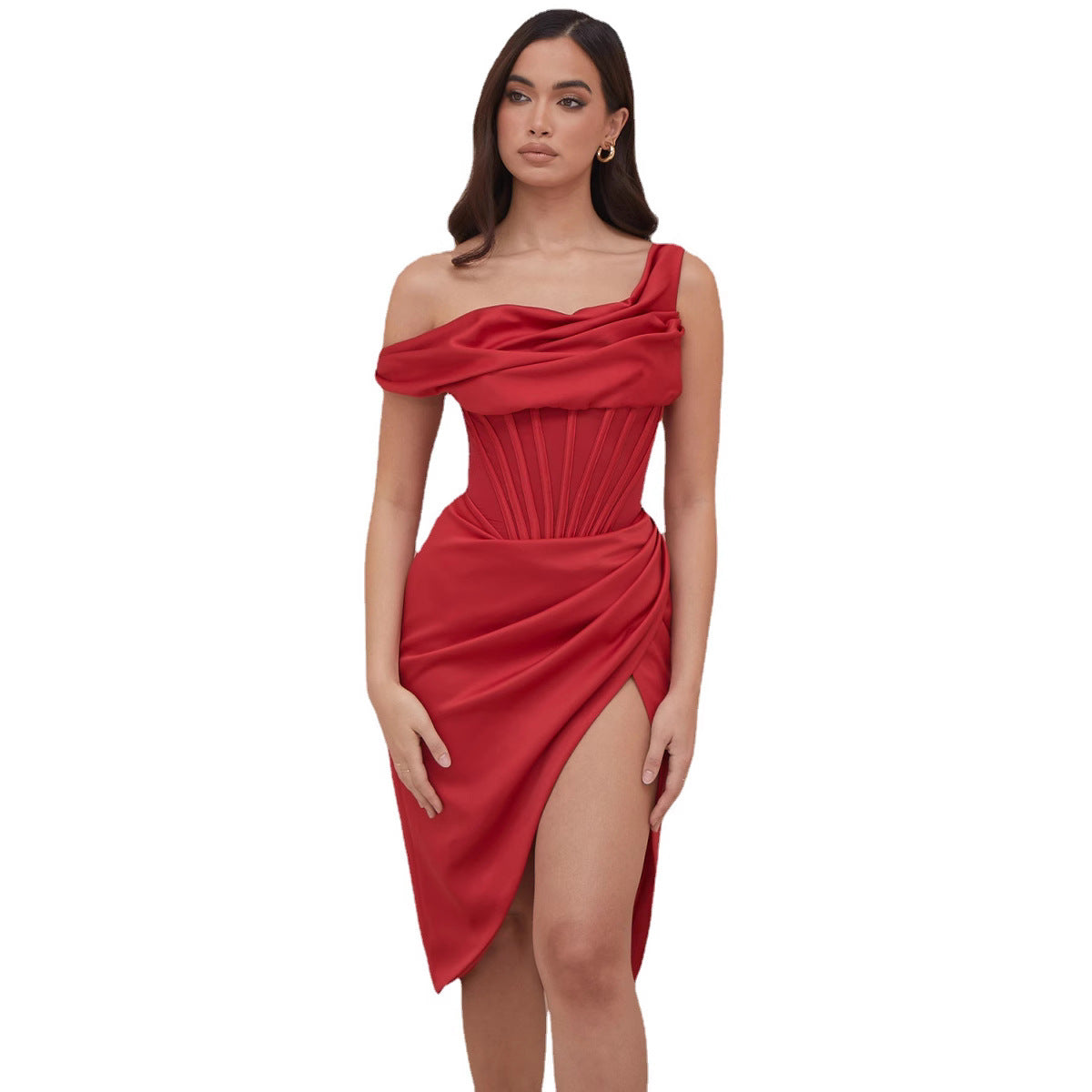 Damen Elegantes Wickelkleid mit asymmetrischem Saum und sexueller Silhouette Stalluxe