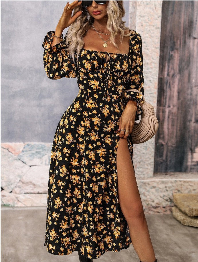Damen Maxikleid mit tiefem Schlitz und floralem Design Stalluxe
