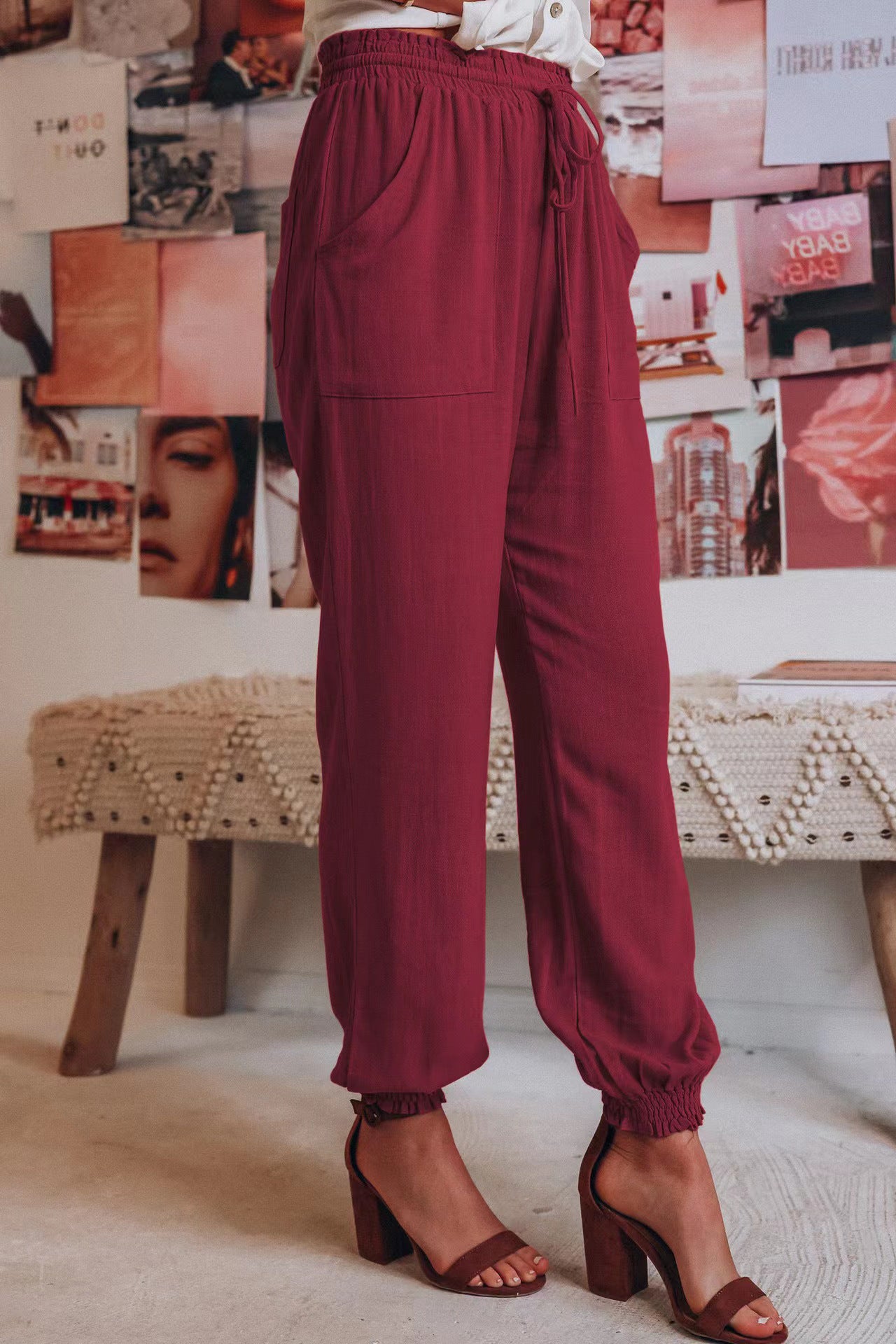 Damen Bequeme Haremshose mit elastischem Bündchen und praktischen Taschen Stalluxe