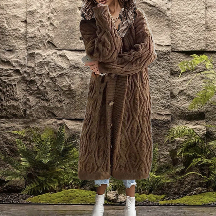 Damen Grobstrick-Kimono mit angesagtem Zopfmuster und praktischen Taschen Stalluxe