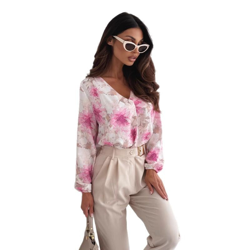 Damen elegante Bluse mit floralem Print Stalluxe