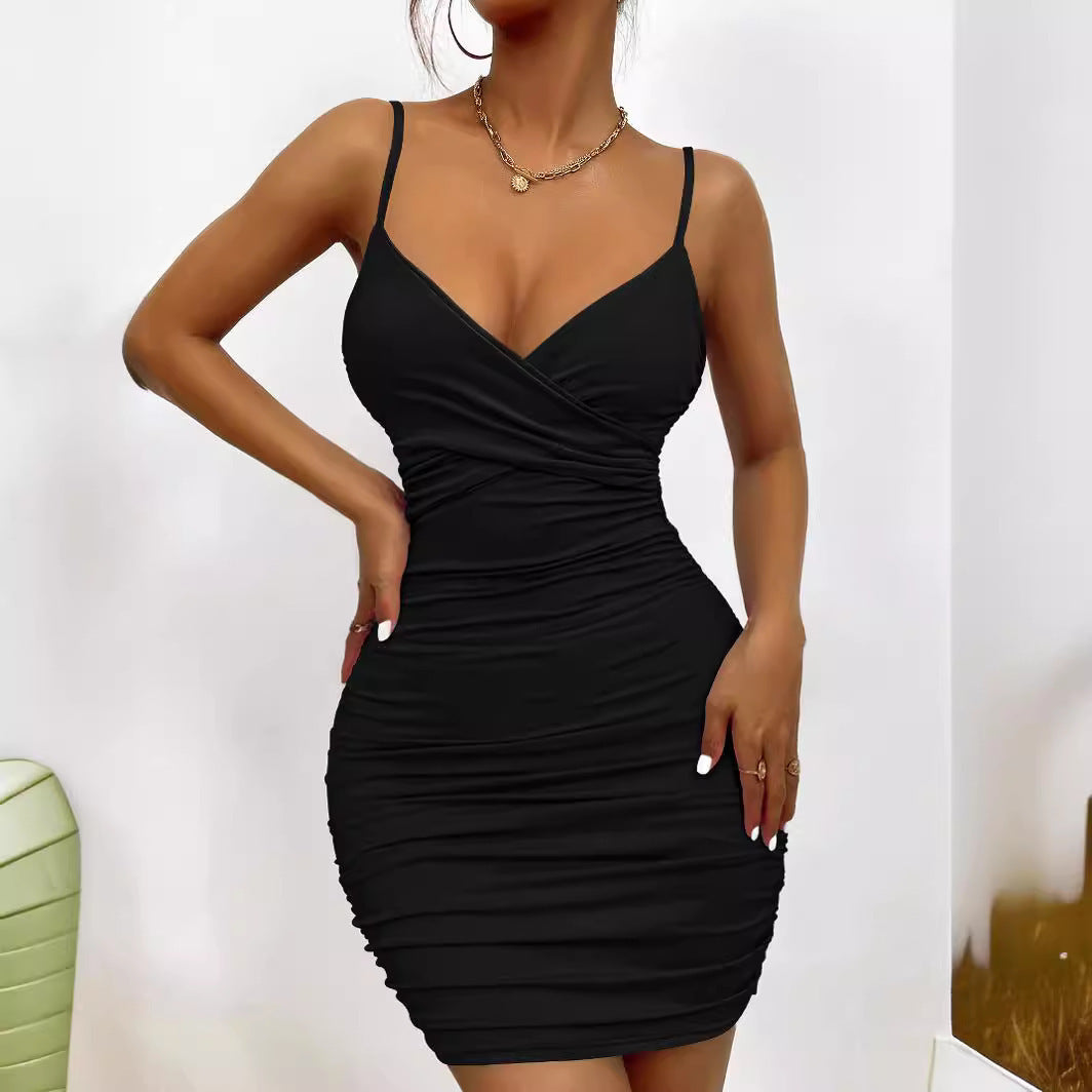 Damen Figurbetontes Wickelkleid mit schmalen Trägern und Raffung Stalluxe