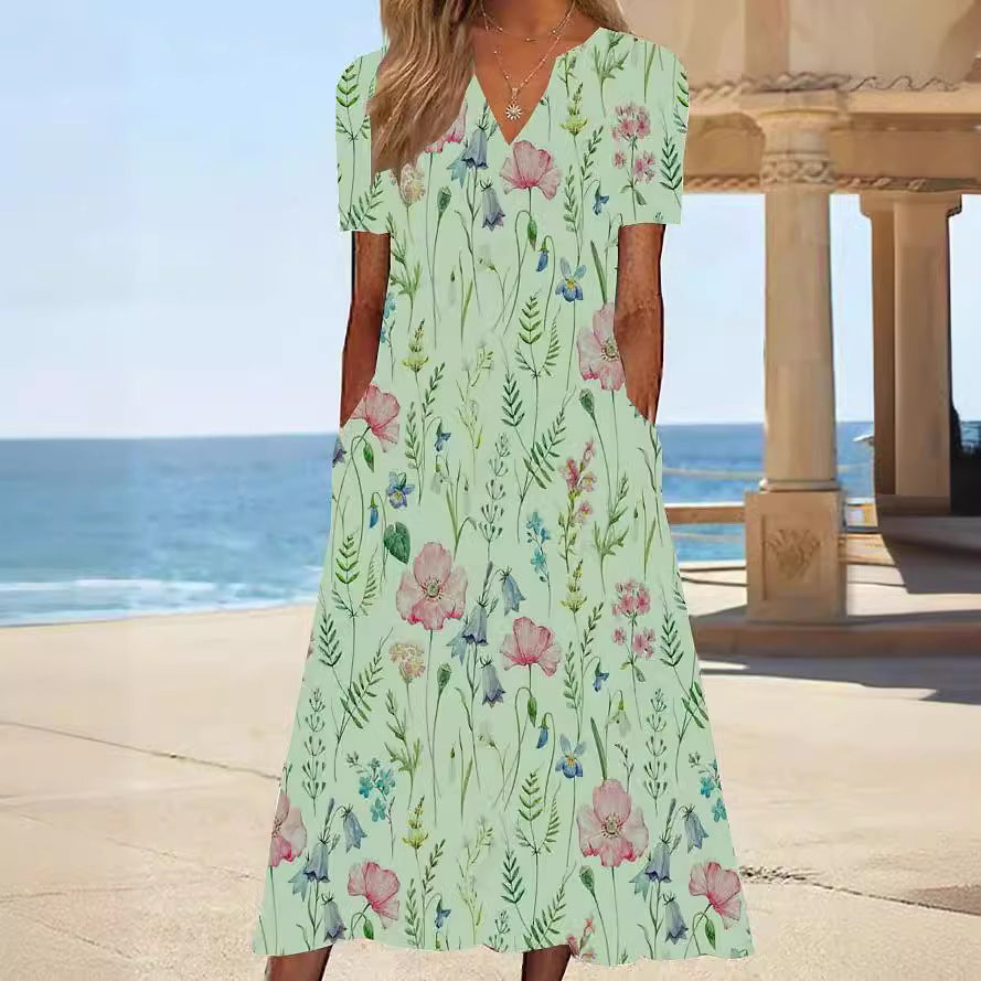 Damen Blumengemusterte Sommerkleid mit Taschen Stalluxe