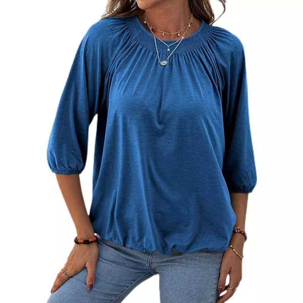 Damen leichtes Blusenshirt mit romantischem Puffärmel und lässigem Schnitt Stalluxe
