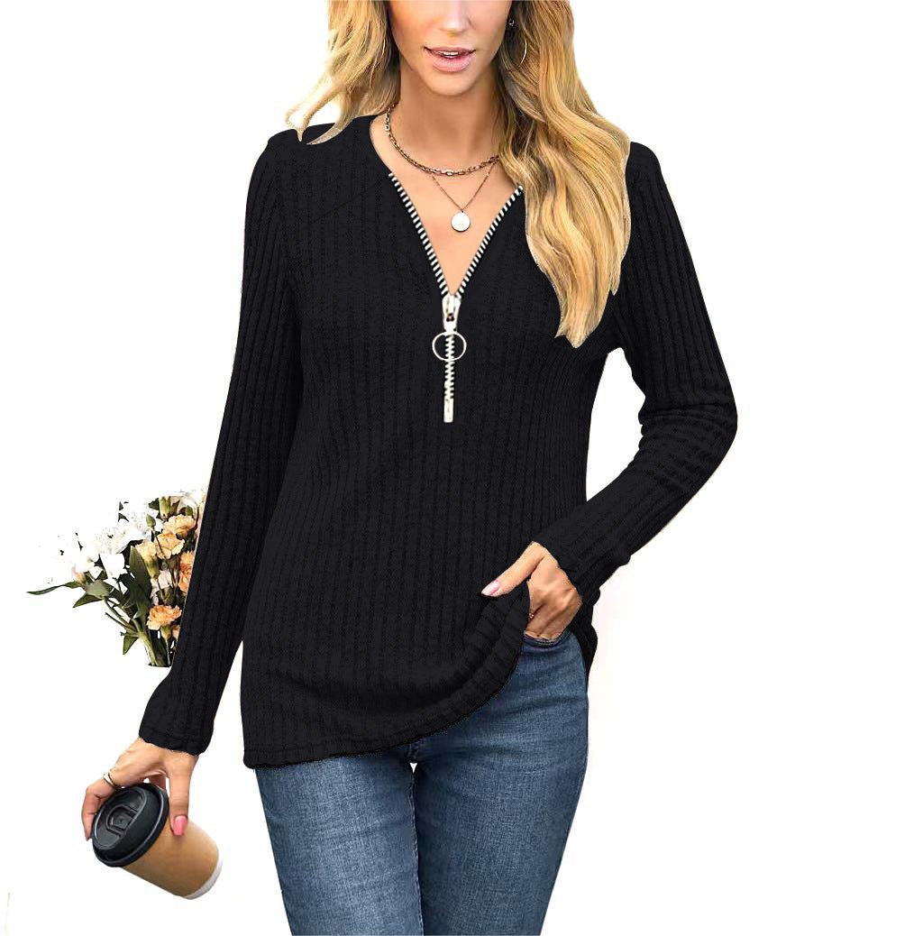 Damen Pullover mit hochwertigem Reißverschluss und feinem Rippdesign Stalluxe