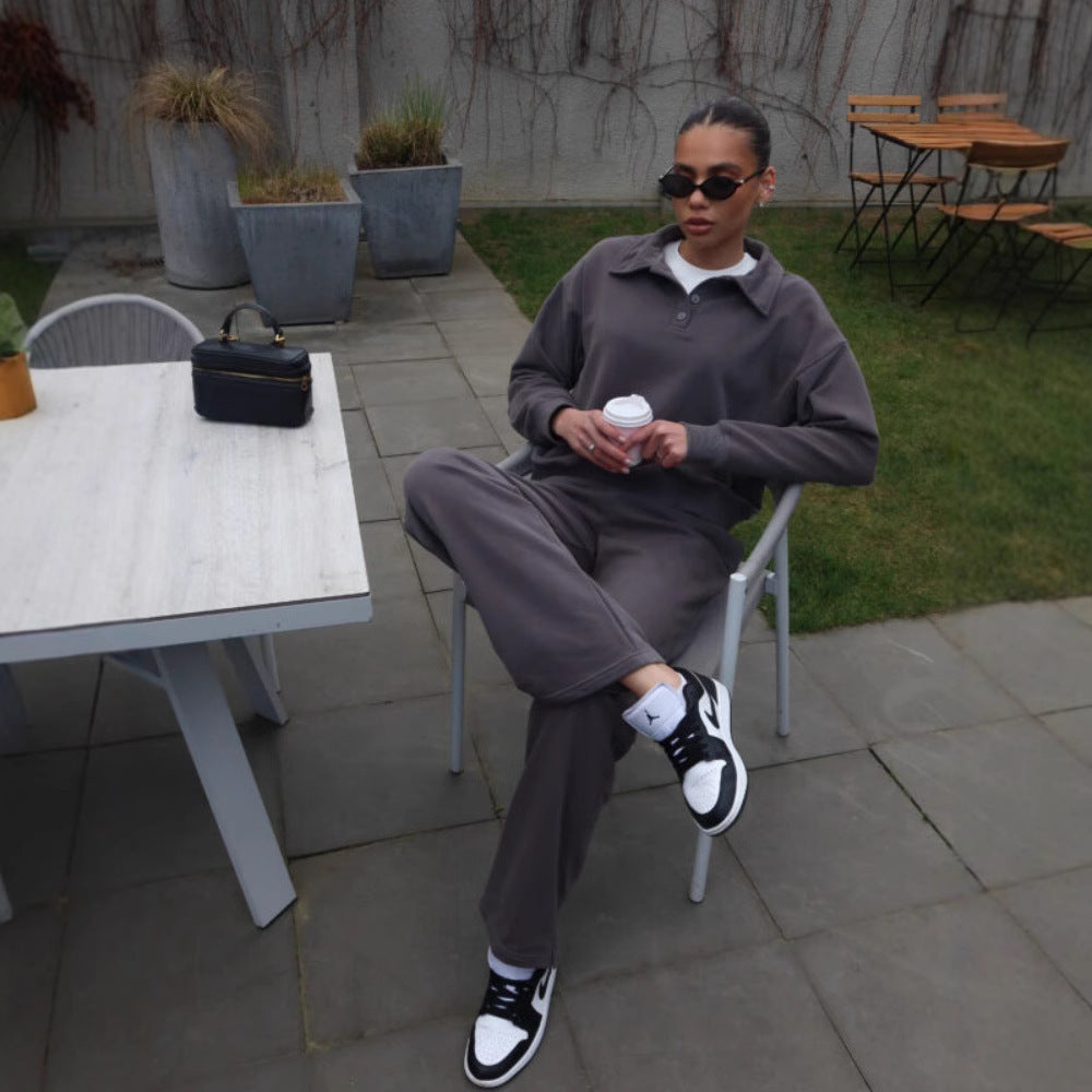 Damen sportlicher Freizeit-Loungewear mit Kragen Stalluxe