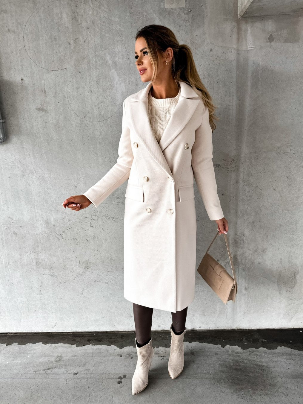 Damen Eleganter Doppelreiher-Mantel mit Tailored Fit und schickem Revers Stalluxe