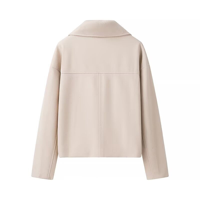Damen modische kurz geschnittene Bikerjacke mit doppelter Knopfleiste und seitlichen Taschen Stalluxe