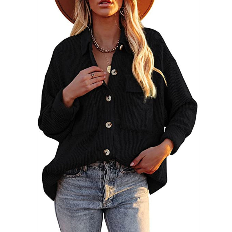 Damen Oversized Hemdbluse mit strukturiertem Design und Knopfdetails Stalluxe
