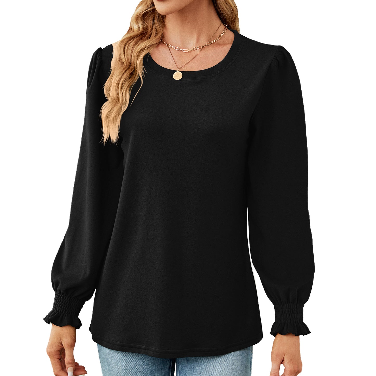 Damen Pullover mit Puffärmeln und elastischen Bündchen Stalluxe