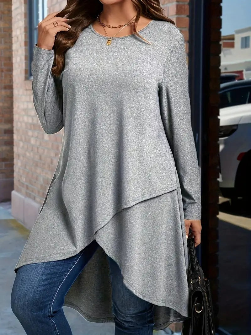 Damen asymmetrisches Langarmshirt mit elegantem Schnitt Stalluxe