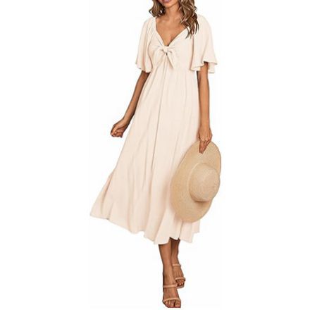 Damen luftiges Maxikleid mit nostalgischem Knotendesign Stalluxe