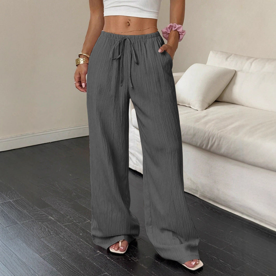 Damen Weite Hose mit elastischem Bund und seitlichen Taschen Stalluxe
