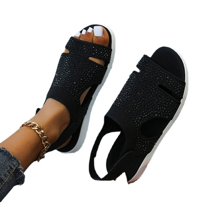 Damen Funkelnde Sandalen mit elastischem Obermaterial und rutschfester Sohle Stalluxe