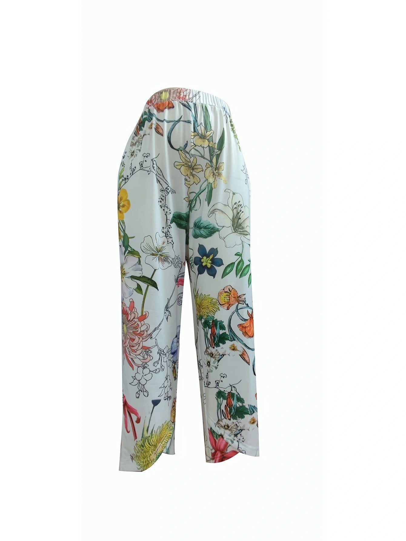Damen Freizeithose mit floralem Muster und elastischem Bund Stalluxe