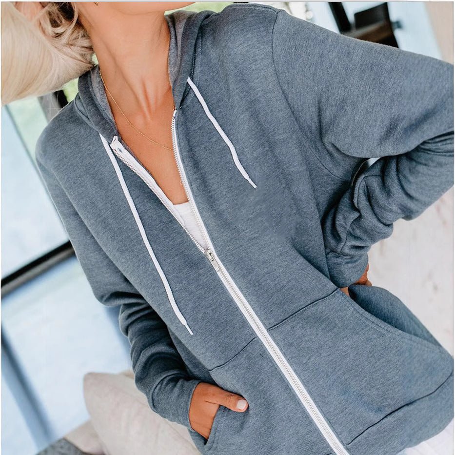 Damen lässige Kapuzenjacke mit praktischen Taschen und durchgehendem Reißverschluss Stalluxe