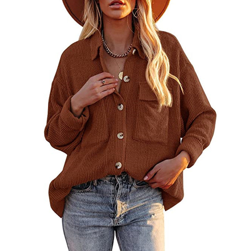 Damen Oversized Hemdbluse mit strukturiertem Design und Knopfdetails Stalluxe