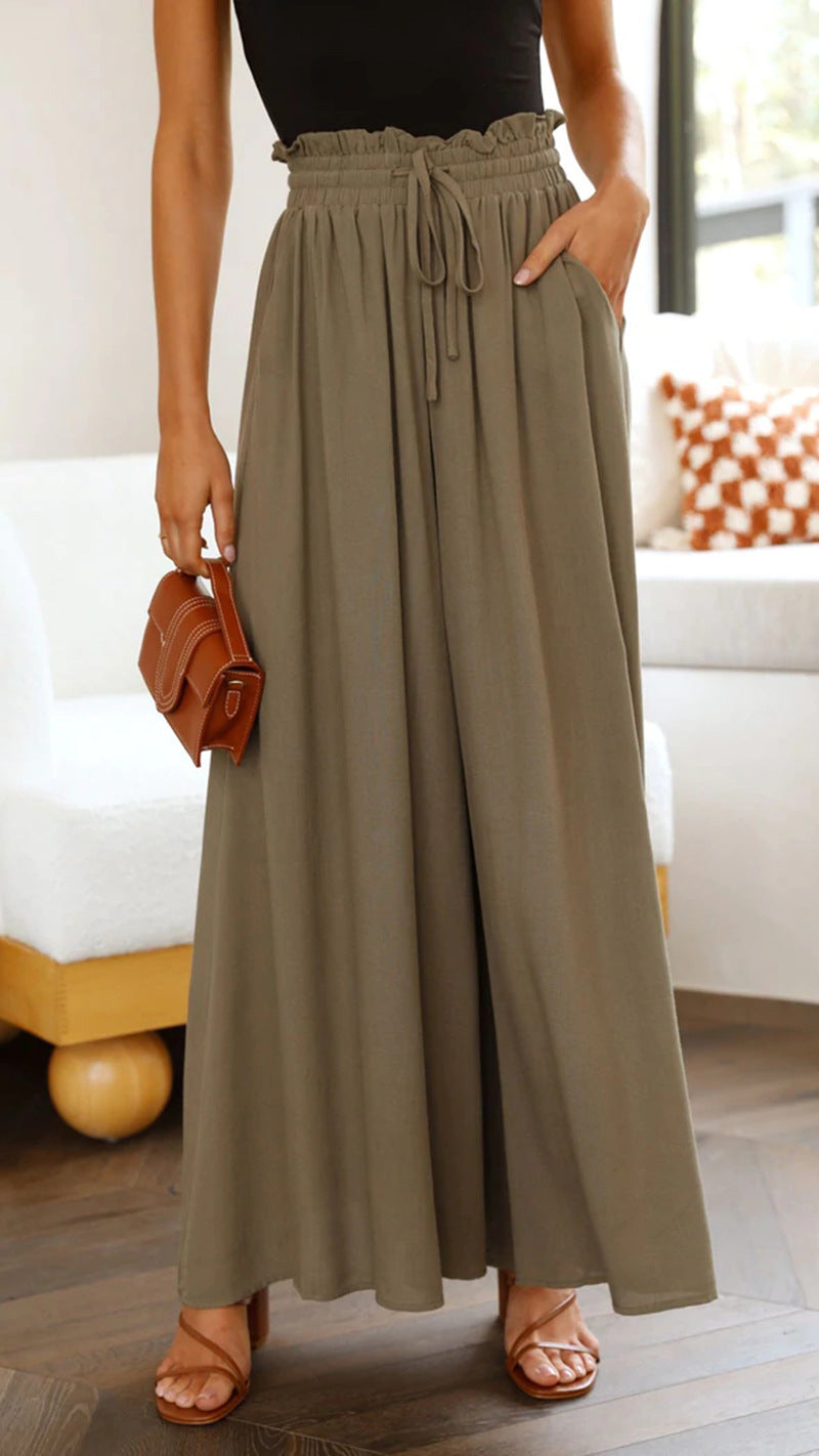Women's Bohemian Style Maxi Skirt with Drawstring Waist Stalluxe