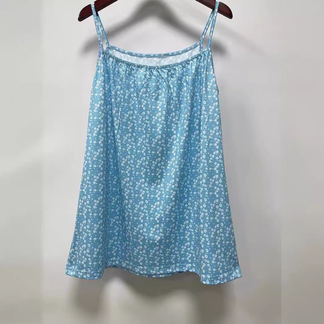 Damen luftiges Spaghetti-Top mit floralem Design Stalluxe