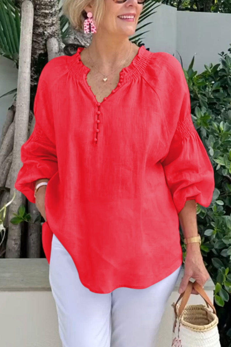 Damen luftige Bluse mit Smock-Ärmeln Stalluxe