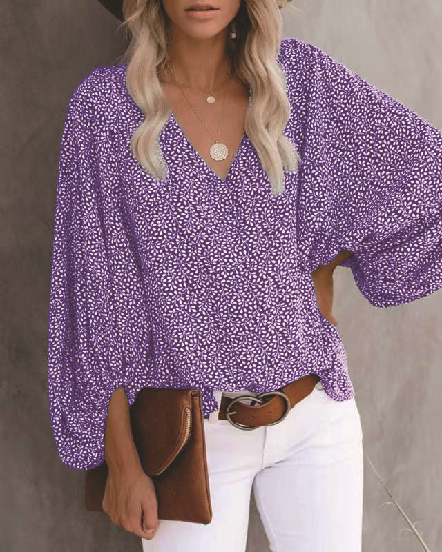 Damen Bluse mit voluminösen Ärmeln und V-Ausschnitt Stalluxe